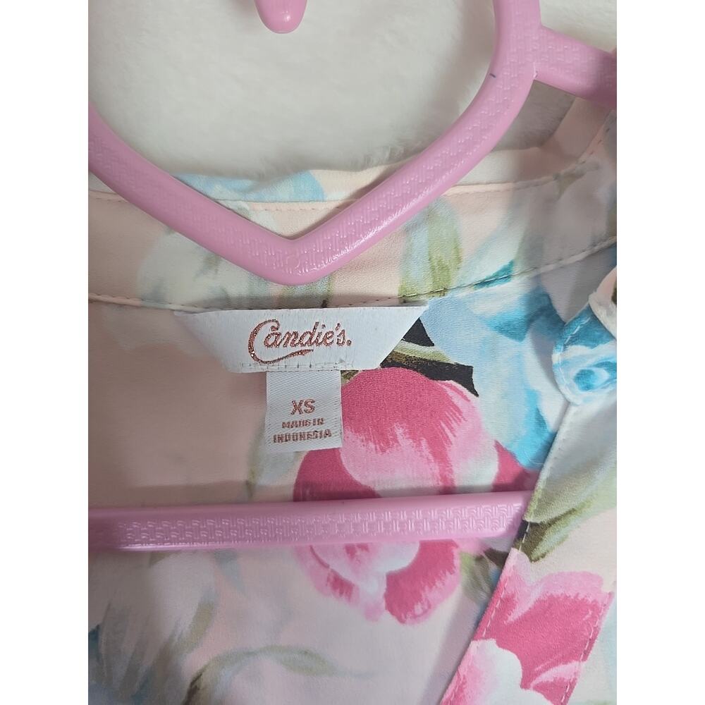 Candie's Pink Floral Lightweight Blouse Top Sz Small Office Formal Work Casual - Picture 5 of 10
